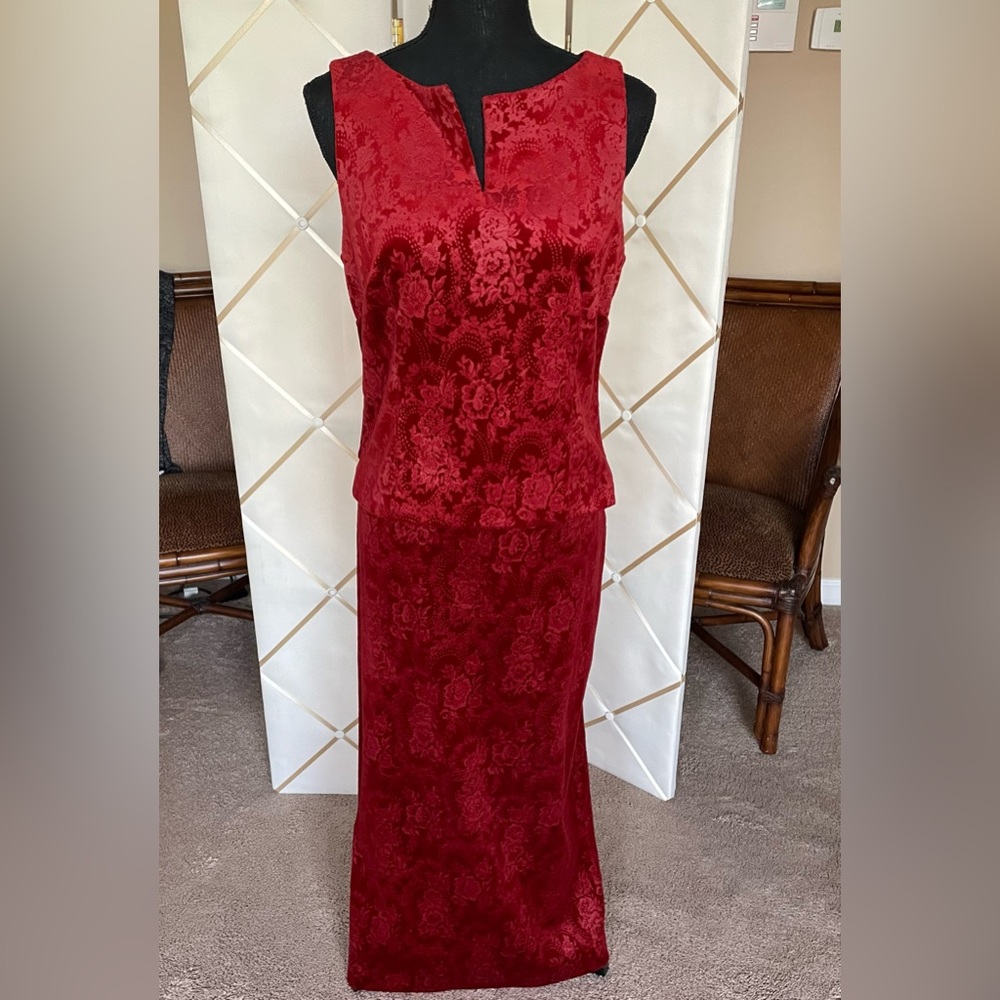 Velvet Embossed Top & Maxi Skirt